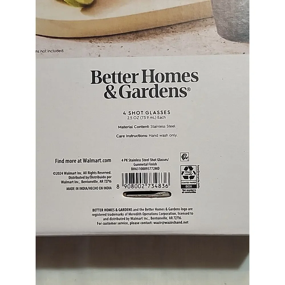 4 Piece - Better Homes & Garden Granville Stainless Steel Shot Glasses